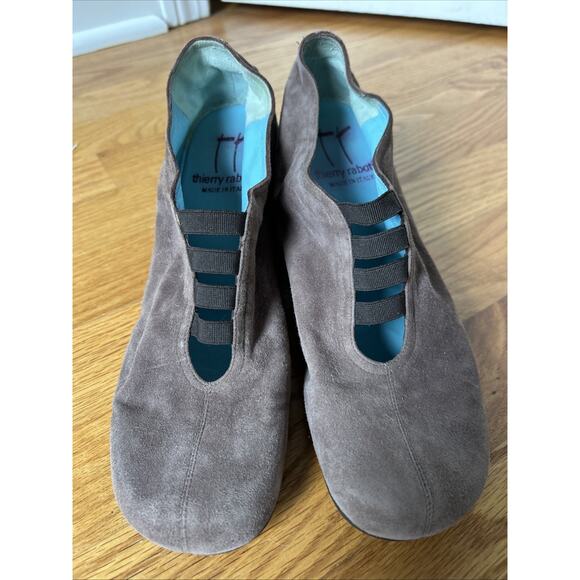 Thierry Rabotin Wedge Brown Leather Suede Round Toe Straps Shoes Size EU38/US7.5 - Picture 1 of 11